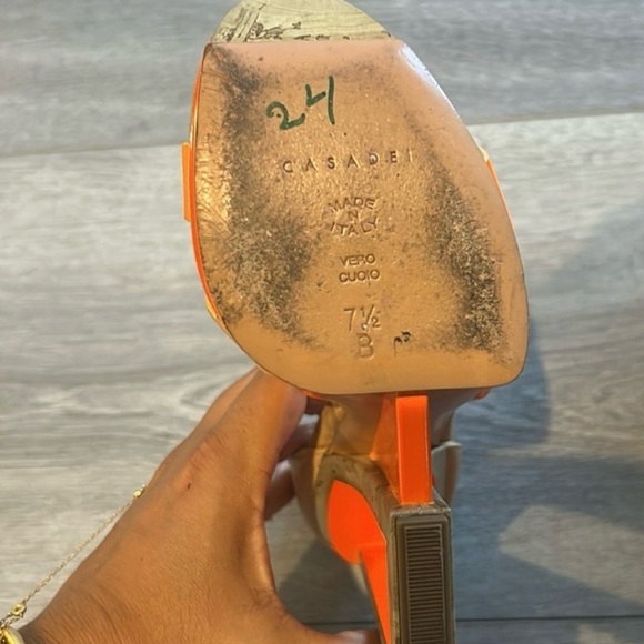 Casadei Orange Patent Leather Ankle Strap
Tan Heels 7 1/2 - Picture 8 of 9